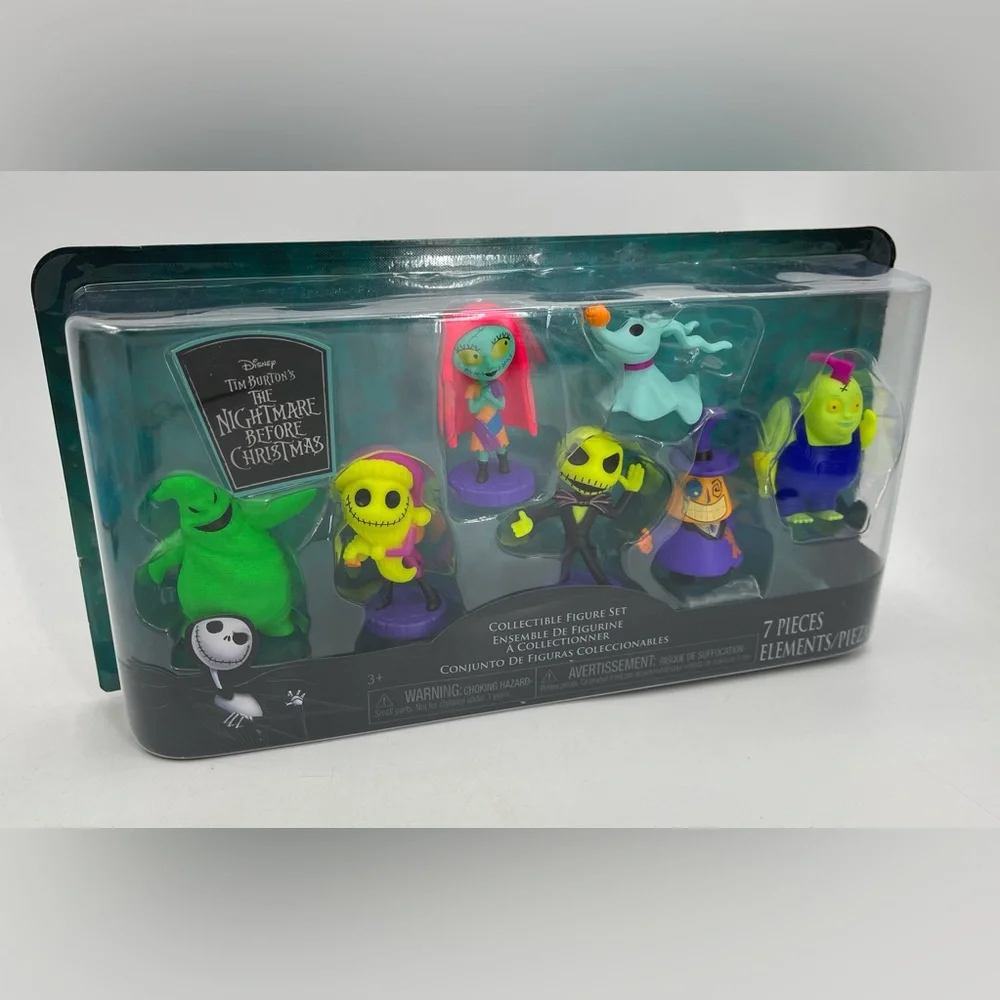 Tim Burtons The Nightmare Before Christmas Neon 7pc Collectible Figure Set NEW